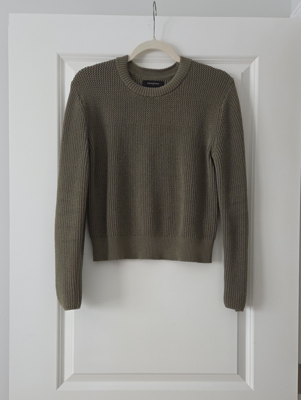 Banana Republic Olive/Sage Green Crewneck Textured Pullover Knit Sweater XS
